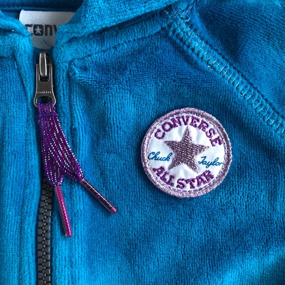 Converse Blue Velvet Hooded 2 Pieces Set 24M - Picture 4 of 10